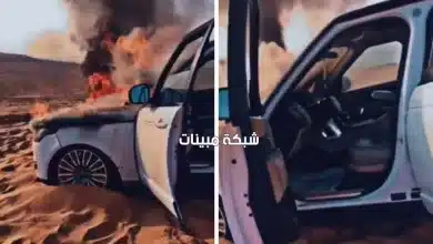 بالفيديو : شخص يصور سيارته أثناء احتراقها بعدما علقت وسط الرمال